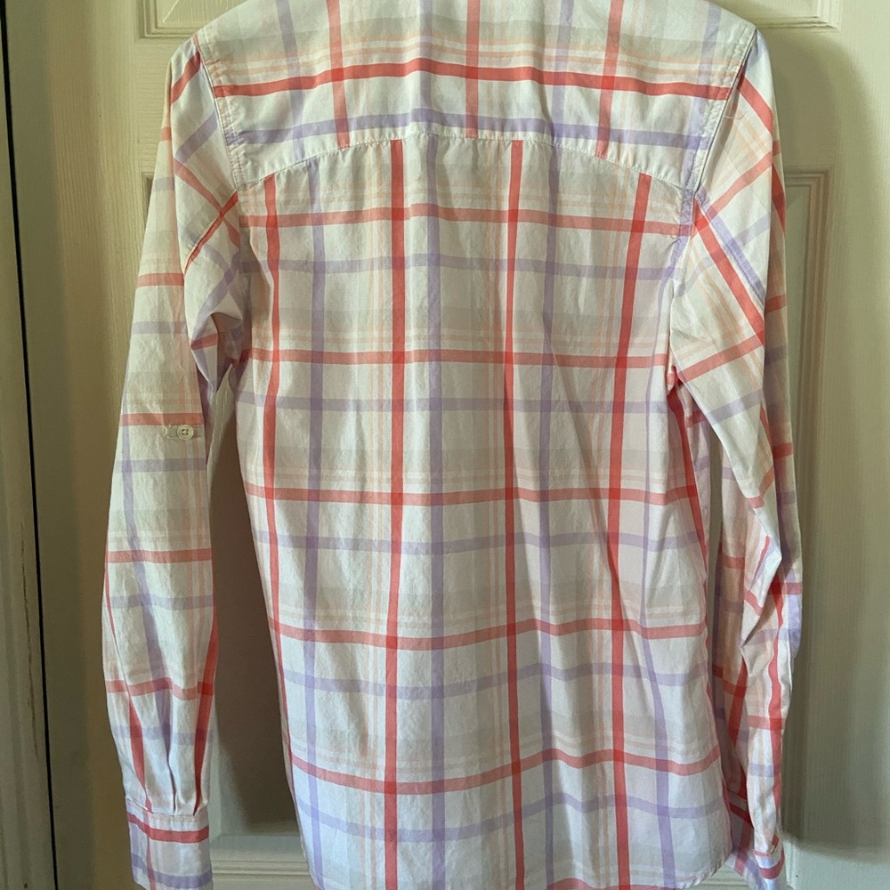 Magellan Outdoors Plaid Button-Down Shirt in Coral and Lavender - Picture 2 of 3